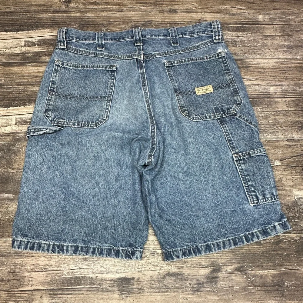 Wrangler Carpenter Shorts 34 Denim Workwear Utility Y2K Fade